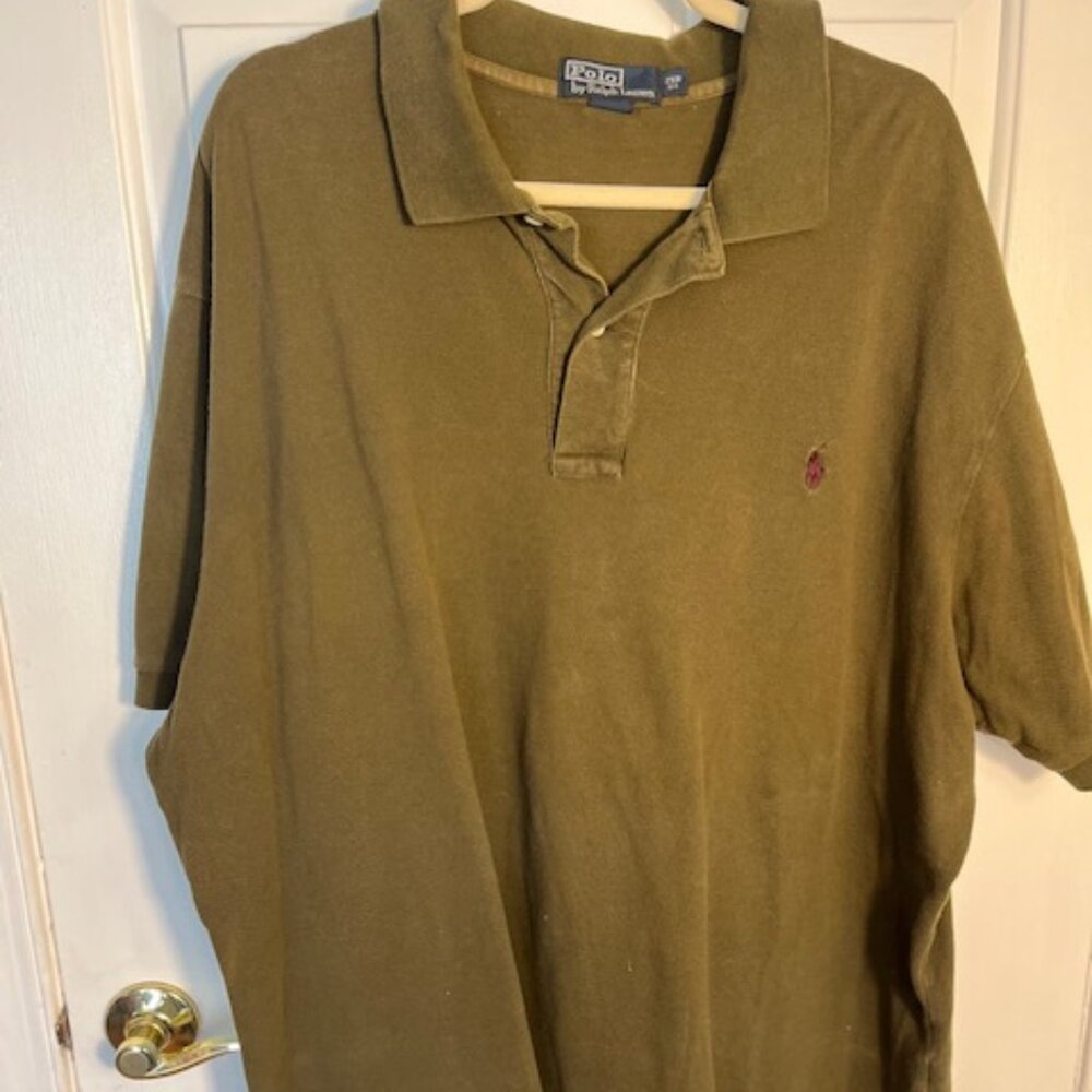 Polo by Ralph Lauren Men's Olive Green Cotton Short Sleeve Polo Shirt Size 2XL